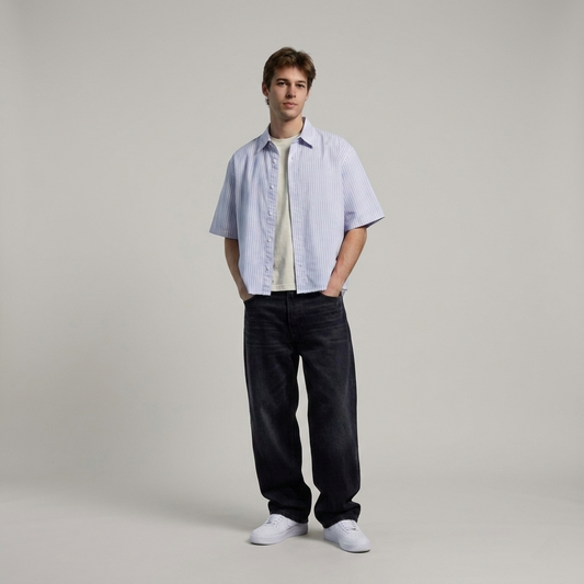 Blue Striped Oxford Boxy Shirt