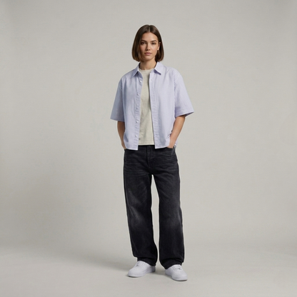 Blue Striped Oxford Boxy Shirt