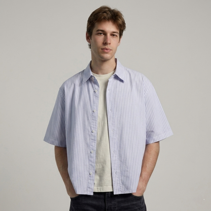 Blue Striped Oxford Boxy Shirt