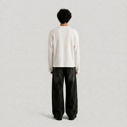 Off-white waffle knit oversized full-sleeve