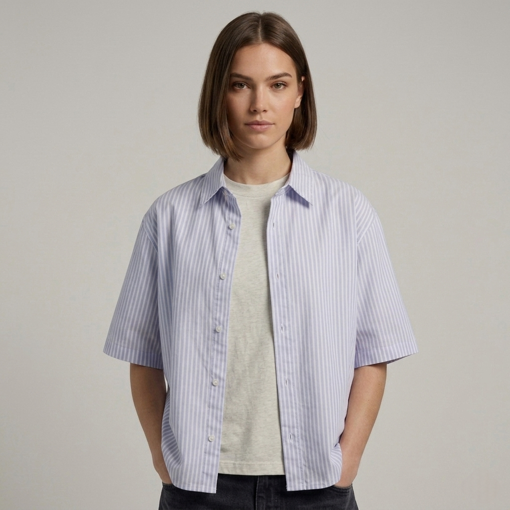 Blue Striped Oxford Boxy Shirt